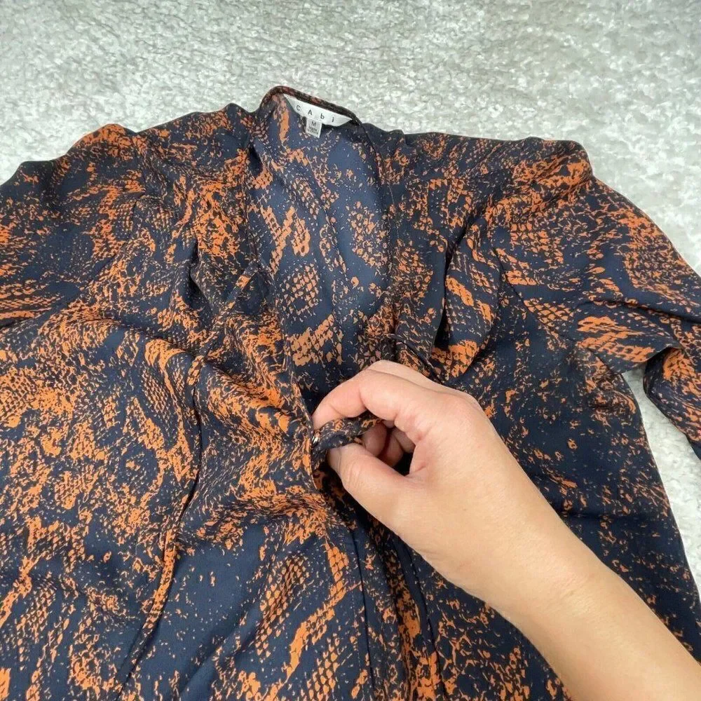 Cabi Border Wrap Snake Print Tie Blouse